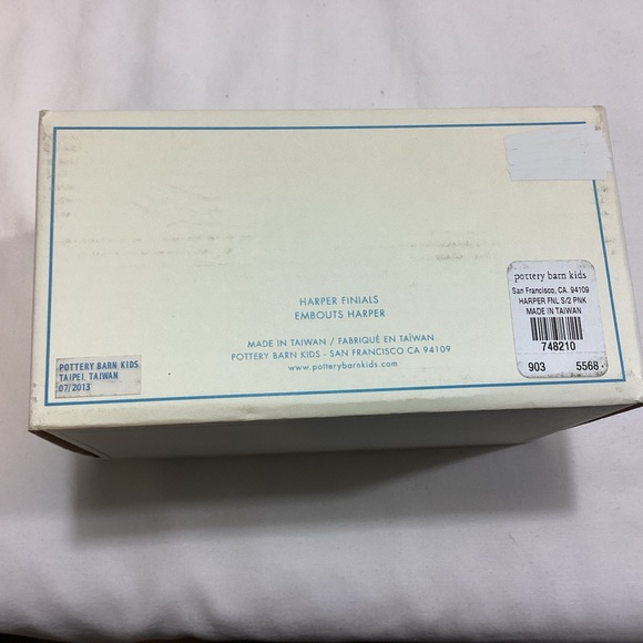 NWT POTTERY BARN KIDS PINK WHITE HARPER FINIALS (2) - Picture 4 of 4